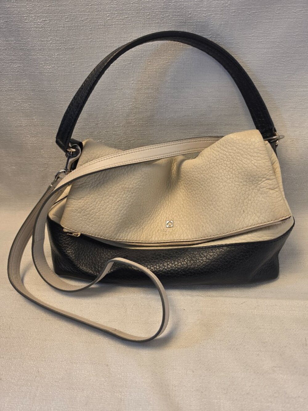 Kate Spade New York Black and Cream 100% Cow Leather Crossbody Satchel